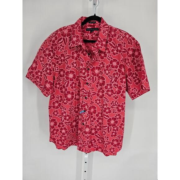 Tommy Hilfiger Men's Red Pigment Dyed Short Sleeve Button-Down Shirt Size XXL - Picture 1 of 4